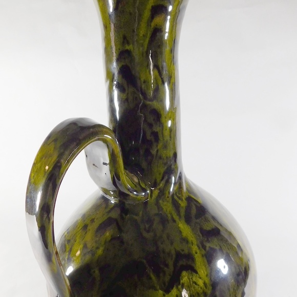 Vintage 15 Inch Tall Swirl Glaze Dipped Pot Belly Hand Thrown - Picture 8 of 15